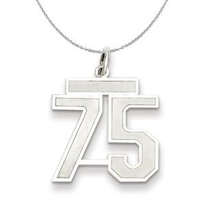 Sterling Silver, Jersey Collection, Medium Number 75 Necklace - 20 In